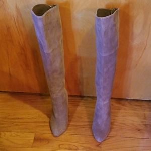 Camel  Microsuede  4 inch heel over-the-knee boot